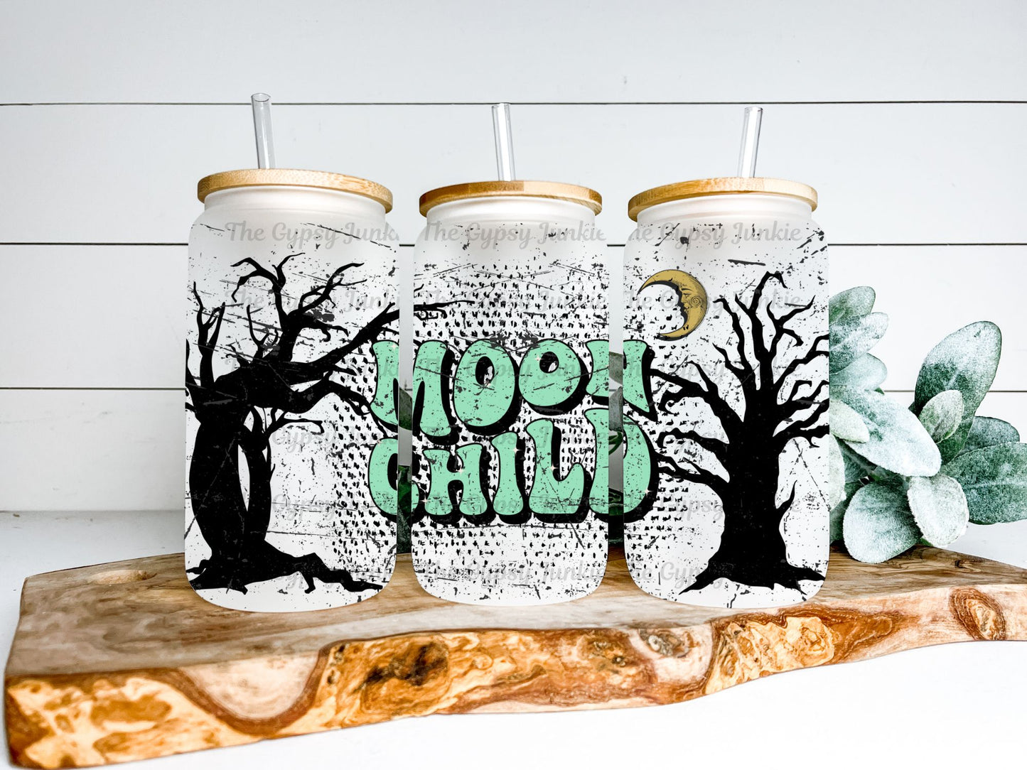 16 oz Moon Child Frosted Glass Can